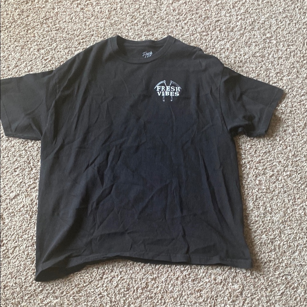Fresh Vibes Black Short Sleeve Crew Neck Tee